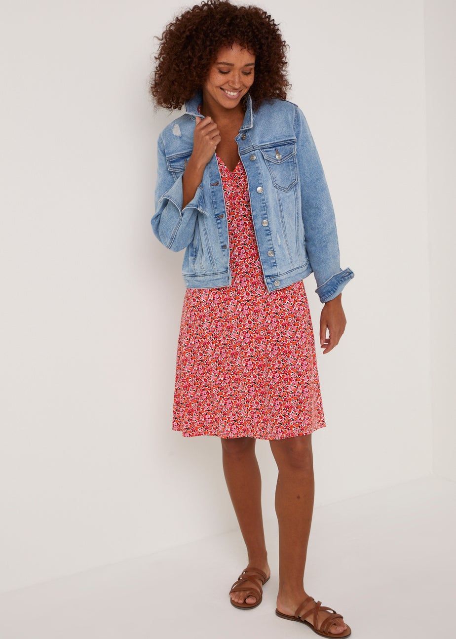 Pink Ditsy Floral Mini Dress