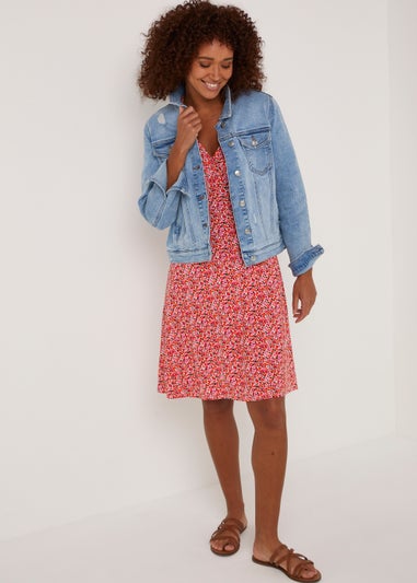 Pink Ditsy Floral Mini Dress