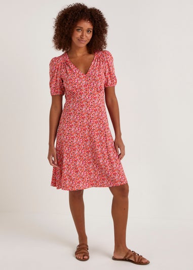 Pink Ditsy Floral Mini Dress