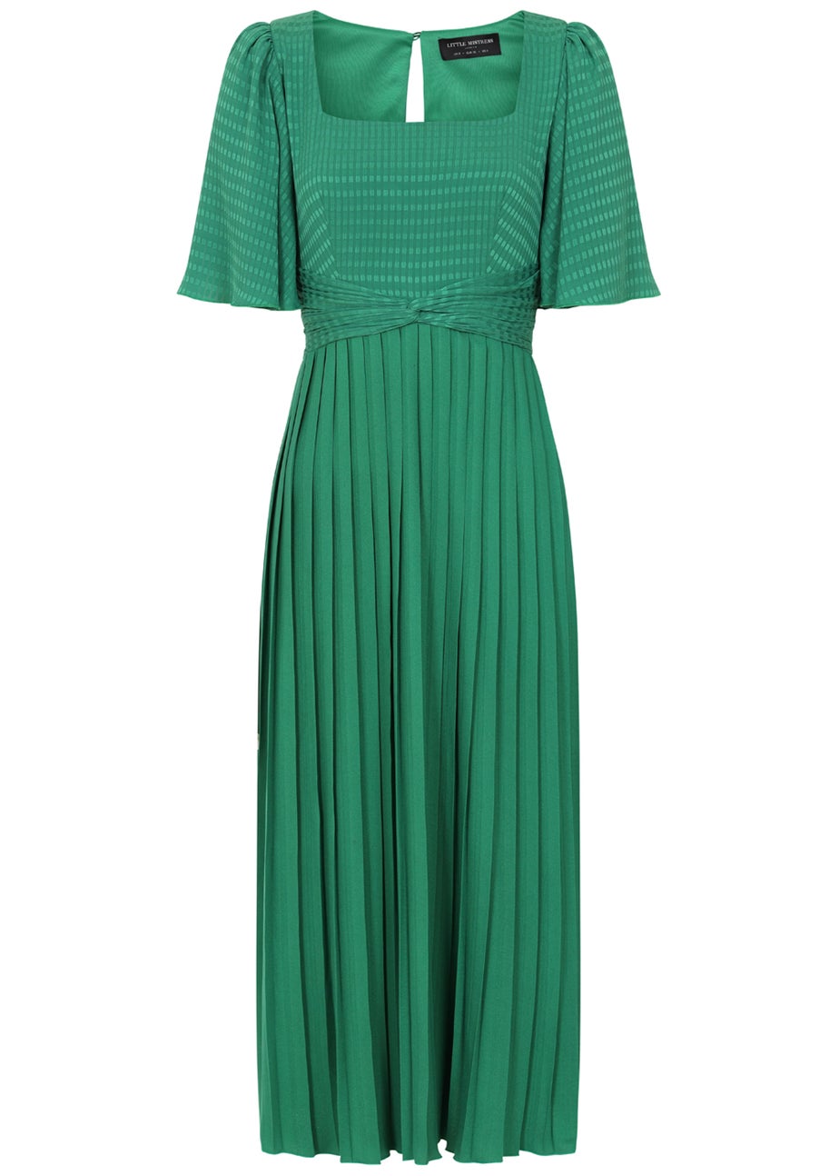 Little Mistress Green Square Neck Midaxi Dress