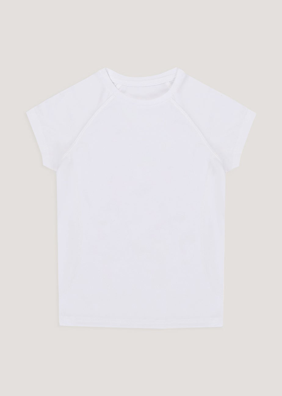 Girls White School Sports T-Shirt (3-13yrs)