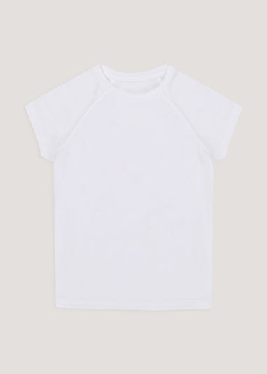 Girls White School Sports T-Shirt (3-13yrs)