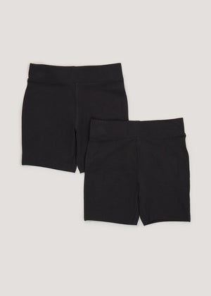 Girls 2 Pack Black School Cycling Shorts (3-13yrs)