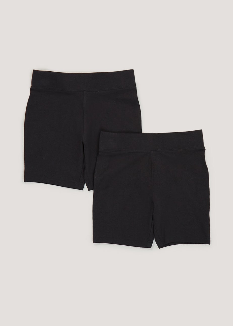 Girls 2 Pack Black School Cycling Shorts (3-13yrs)