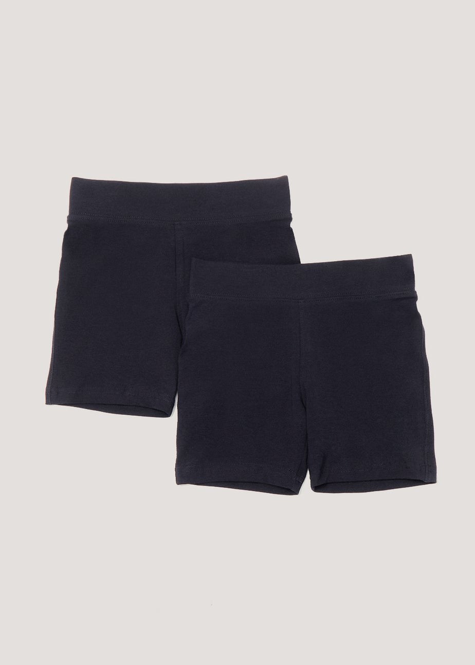 Girls 2 Pack Navy School Cycling Shorts (3-13yrs)