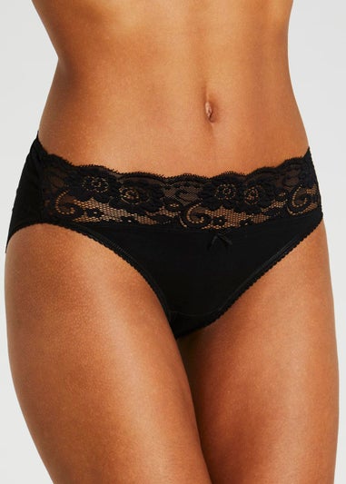 5 Pack Lace Trim High Leg Knickers