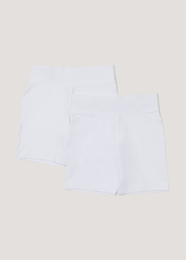 Girls 2 Pack White Cycling Shorts (3-13yrs)