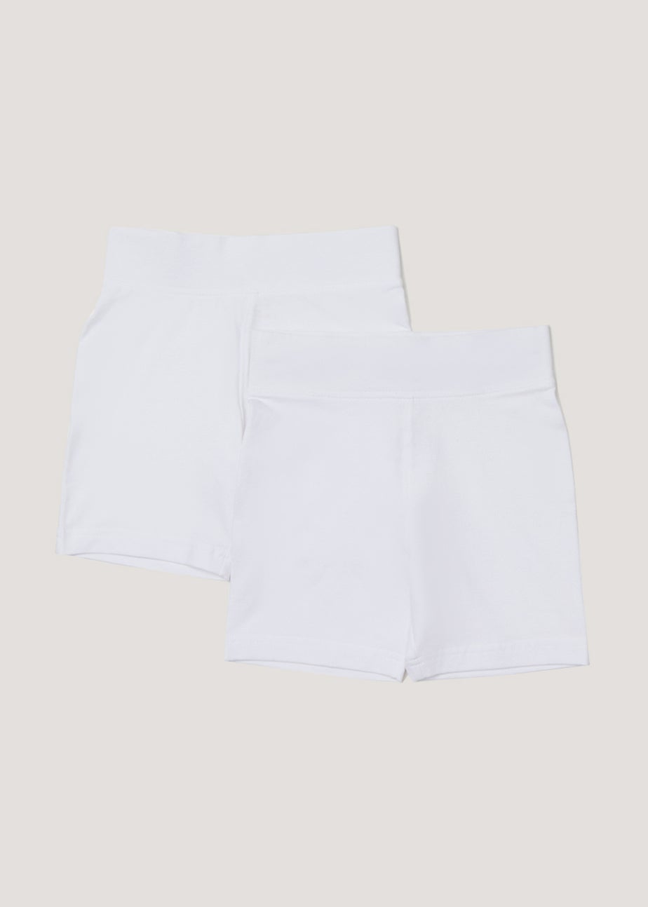 Girls 2 Pack White Cycling Shorts (3-13yrs)