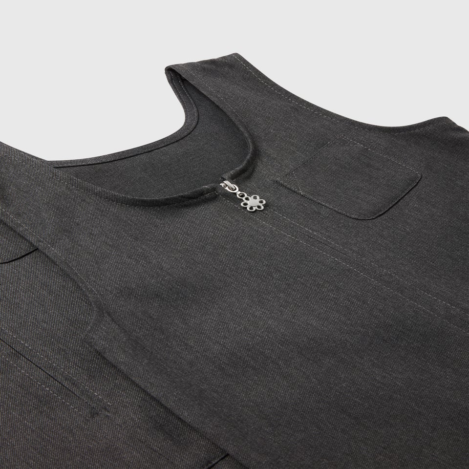 Girls 2 Pack Grey Zip Up Pleated School Pinafores (3-9yrs)