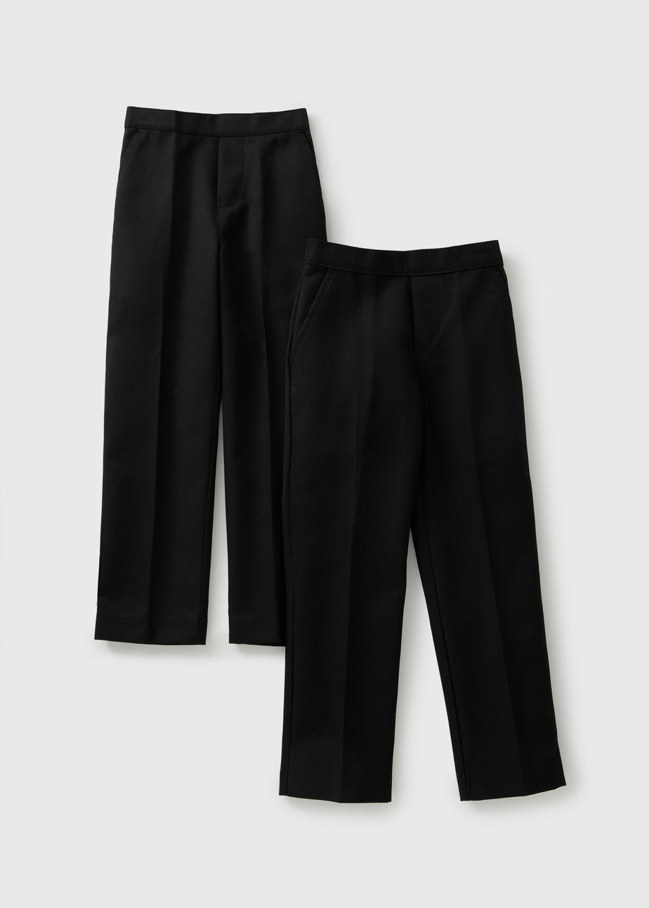 Boys 2 Pack Black Slim Fit School Trousers (3-16yrs)