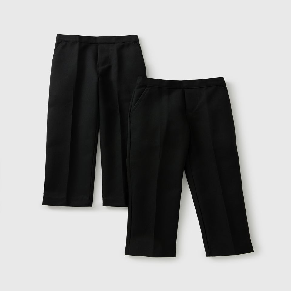 Boys 2 Pack Black Slim Fit School Trousers (3-16yrs)