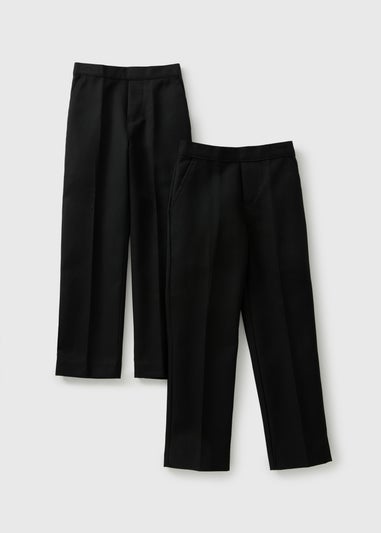 Boys 2 Pack Black Slim Fit School Trousers (3-16yrs)