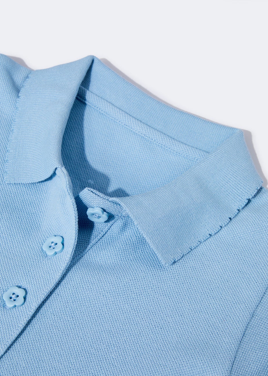 Girls 2 Pack Blue Scallop Collar School Polo Shirts (3-13yrs)