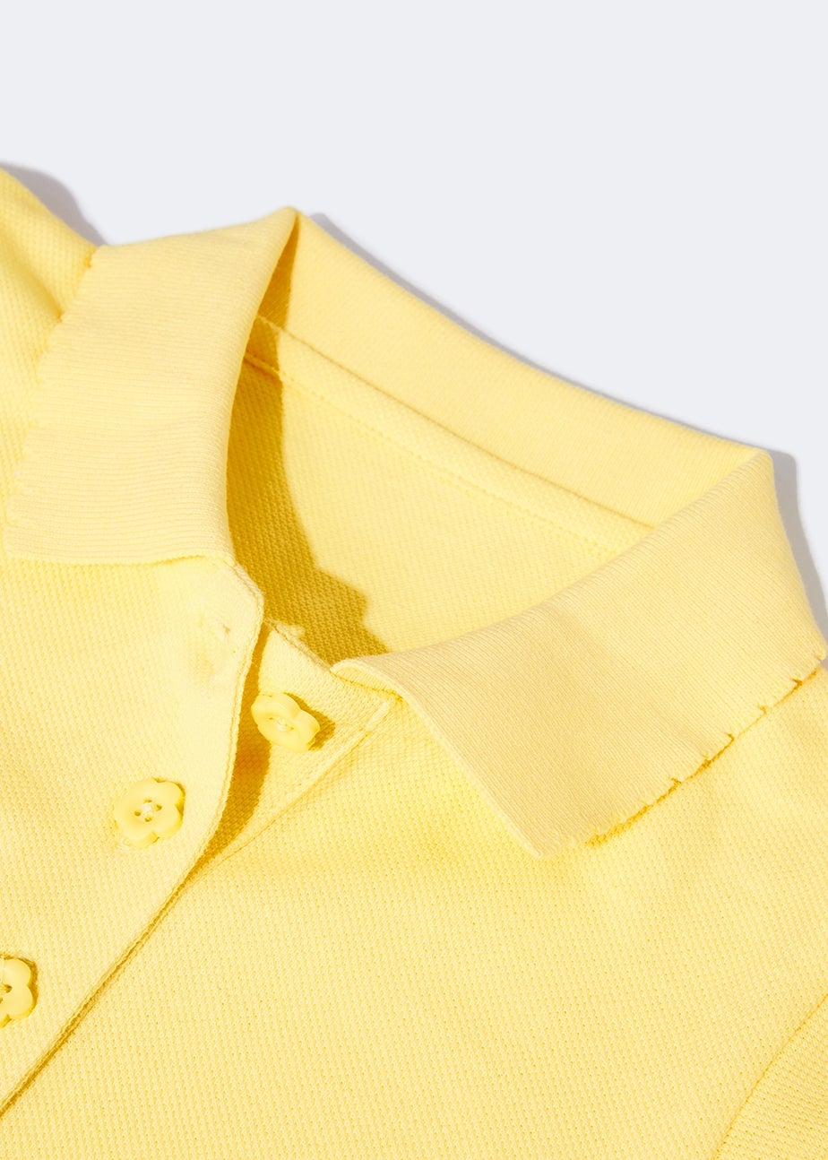 Girls 2 Pack Yellow Pretty Scallop Collar School Polo Shirts (3-13yrs)