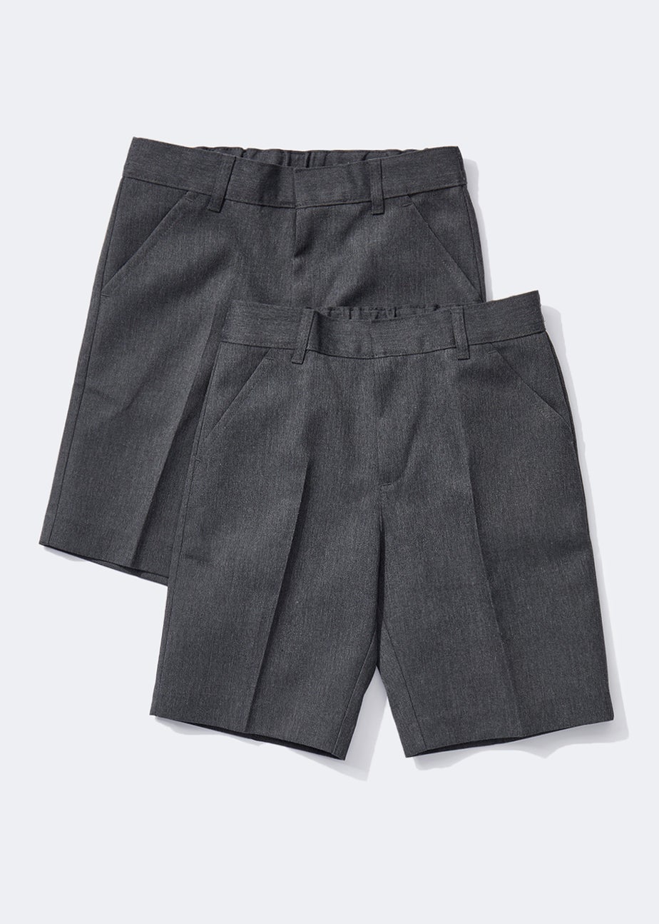 Kids 2 Pack Grey Classic School Shorts (3-13yrs)