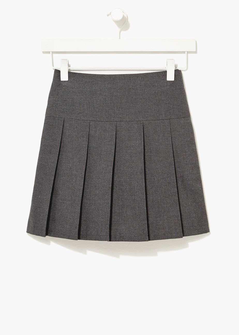 Girls Grey Box Pleat School Skirt (3-13yrs)