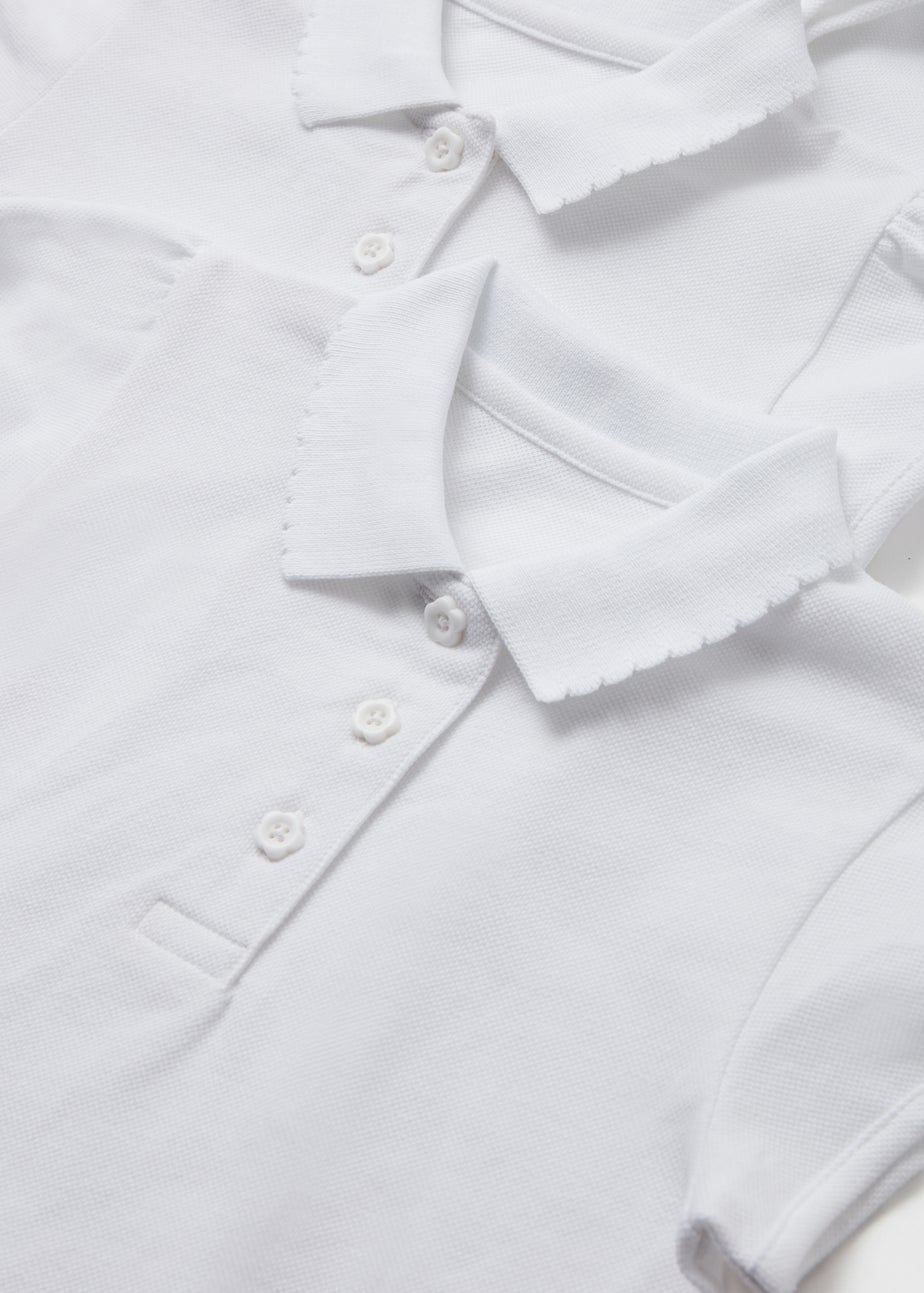 Girls 5 Pack White Scallop Collar School Polo Shirts (3-13yrs)