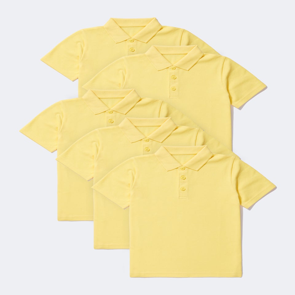 Kids 5 Pack Yellow School Polo Shirts (3-13yrs)