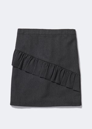 Girls Grey Ruffle School Skirt (3-16yrs)