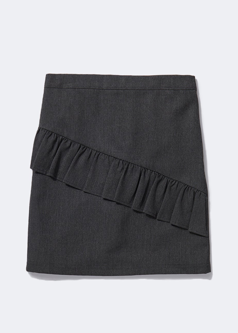 Girls Grey Ruffle School Skirt (3-16yrs)