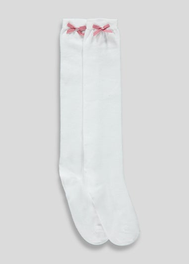 Girls 2 Pack Red Gingham Knee High Socks (Younger 6-Older 5.5)