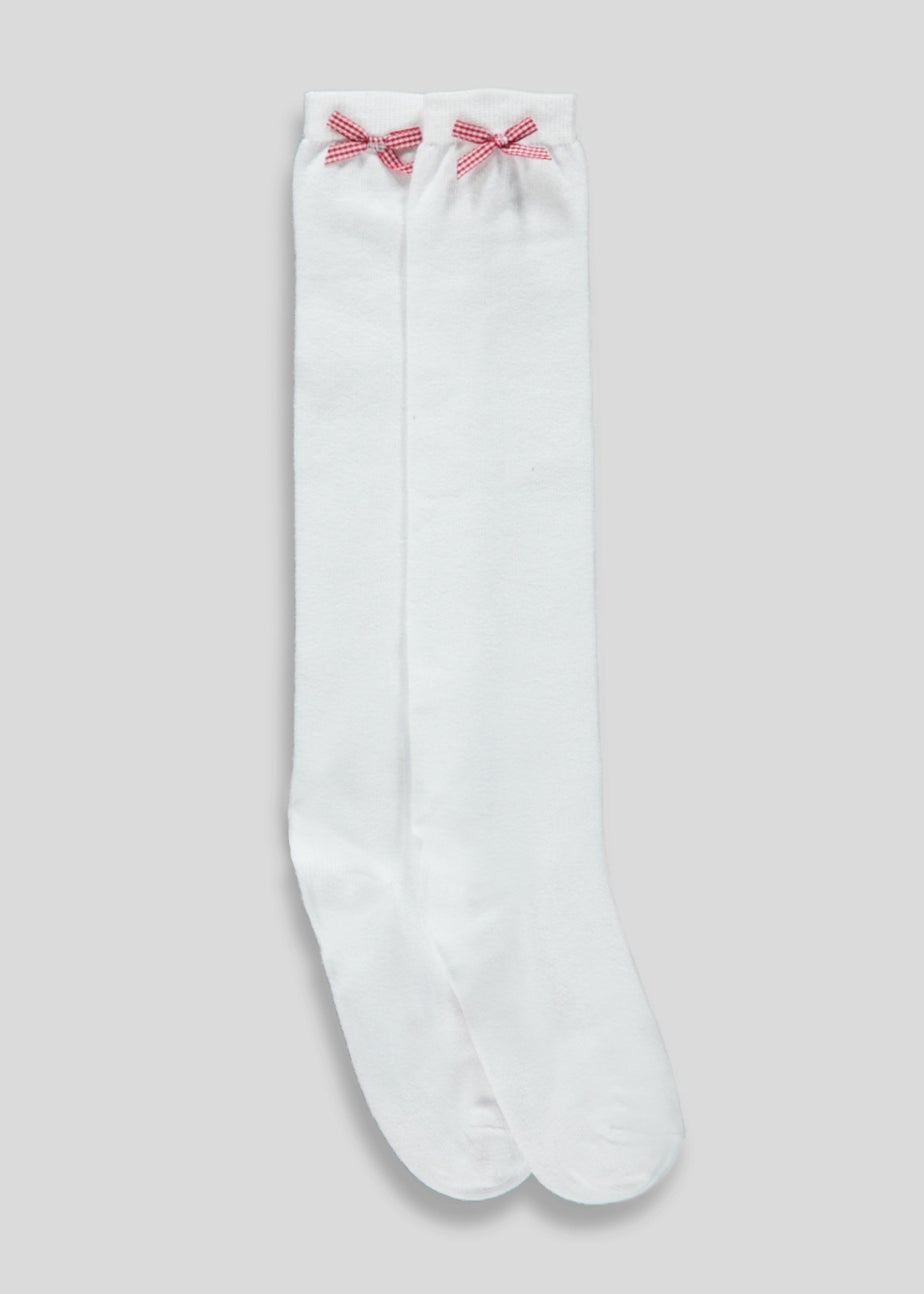 Girls 2 Pack Red Gingham Knee High Socks (Younger 6-Older 5.5)