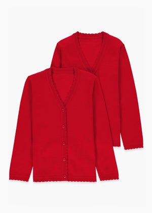 Girls 2 Pack Red School Cardigans (3-13yrs)