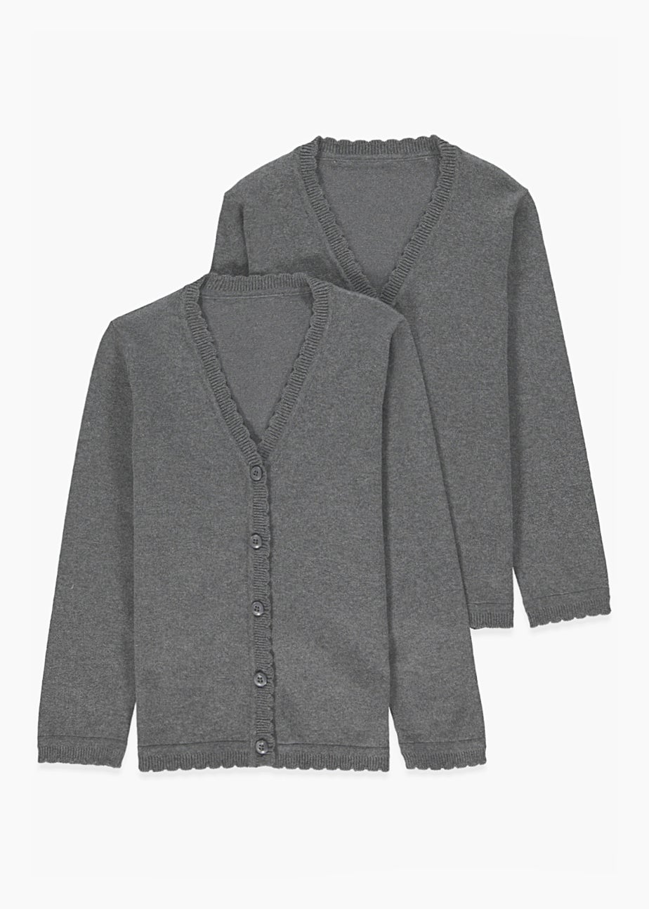 Girls 2 Pack Grey School Cardigans (3-13yrs)