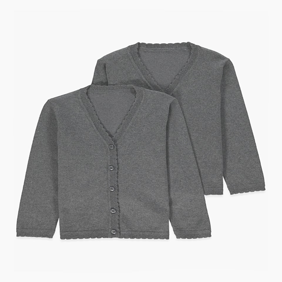 Girls 2 Pack Grey School Cardigans (3-13yrs)