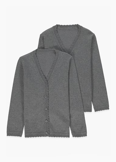 Girls 2 Pack Grey School Cardigans (3-13yrs)