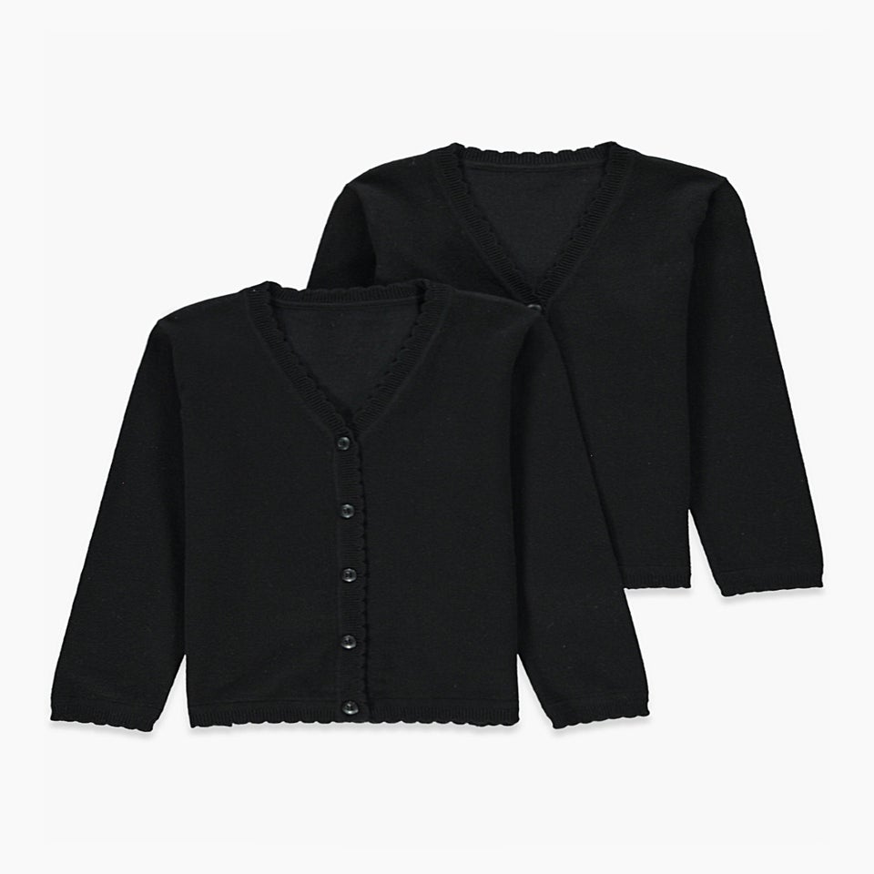 Girls 2 Pack Black School Cardigans (3-13yrs)