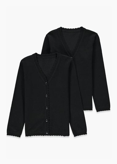 Girls 2 Pack Black School Cardigans (3-13yrs)