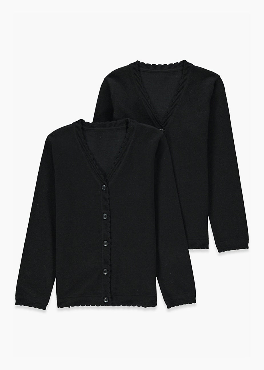 Girls 2 Pack Black School Cardigans (3-13yrs)