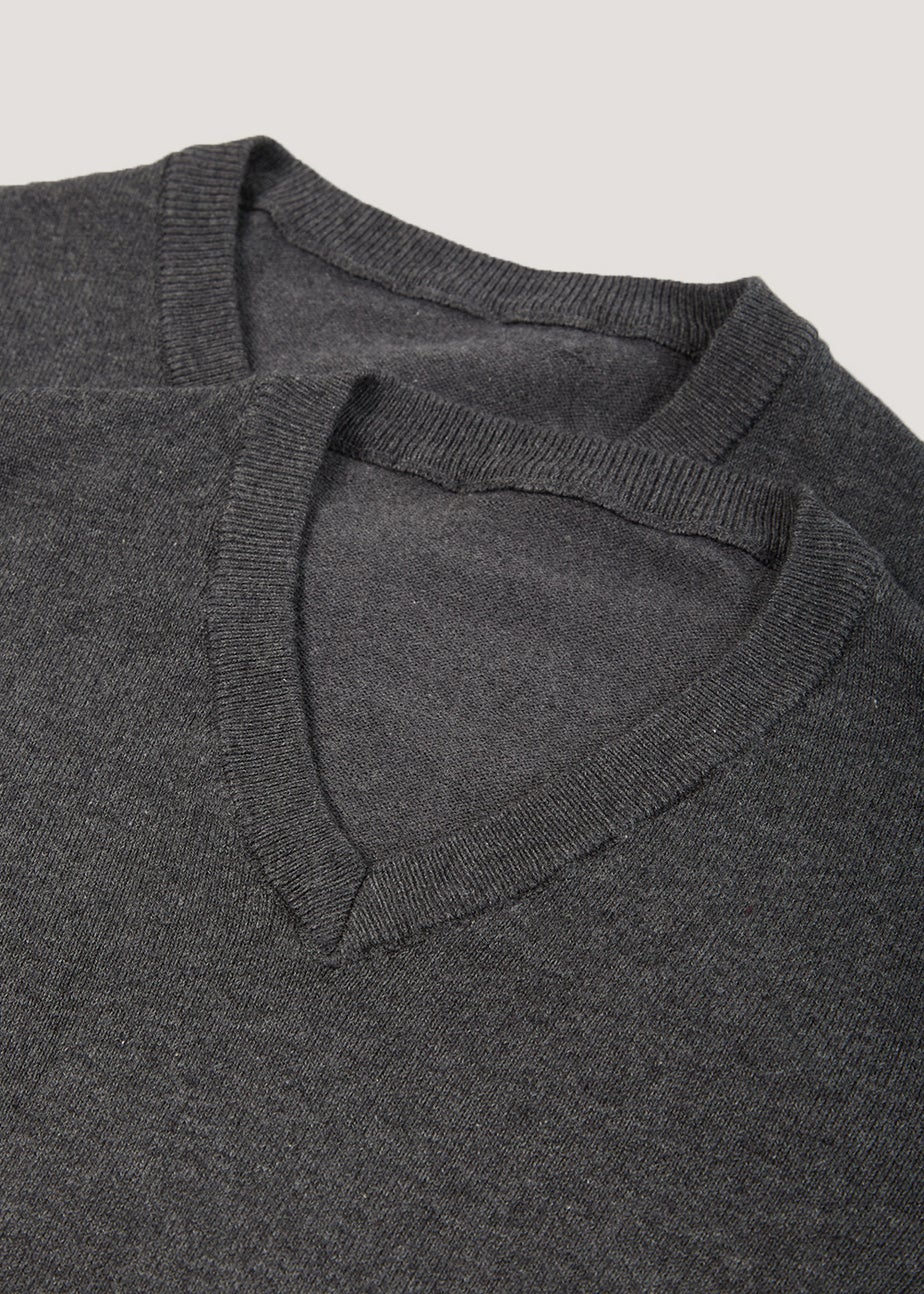 Kids 2 Pack Grey V-Neck School Jumpers (3-13yrs)