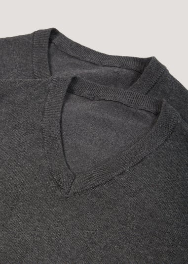 Kids 2 Pack Grey V-Neck School Jumpers (3-13yrs)