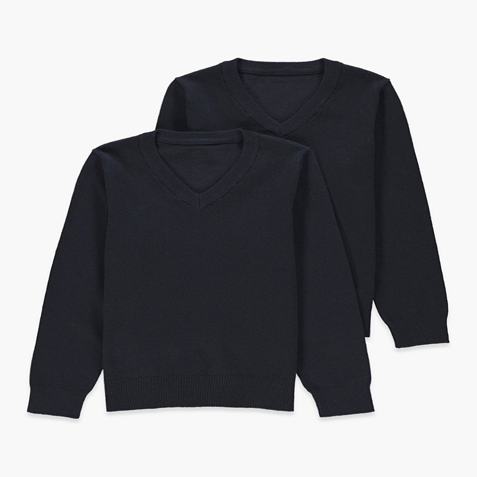 Kids 2 Pack Navy V-Neck School Jumpers (3-13yrs)