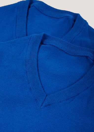 Kids 2 Pack Blue V-Neck School Jumpers (3-13yrs)