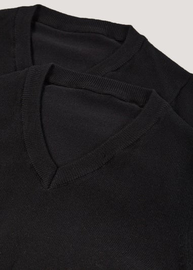 Kids 2 Pack Black V-Neck School Jumpers (3-13yrs)