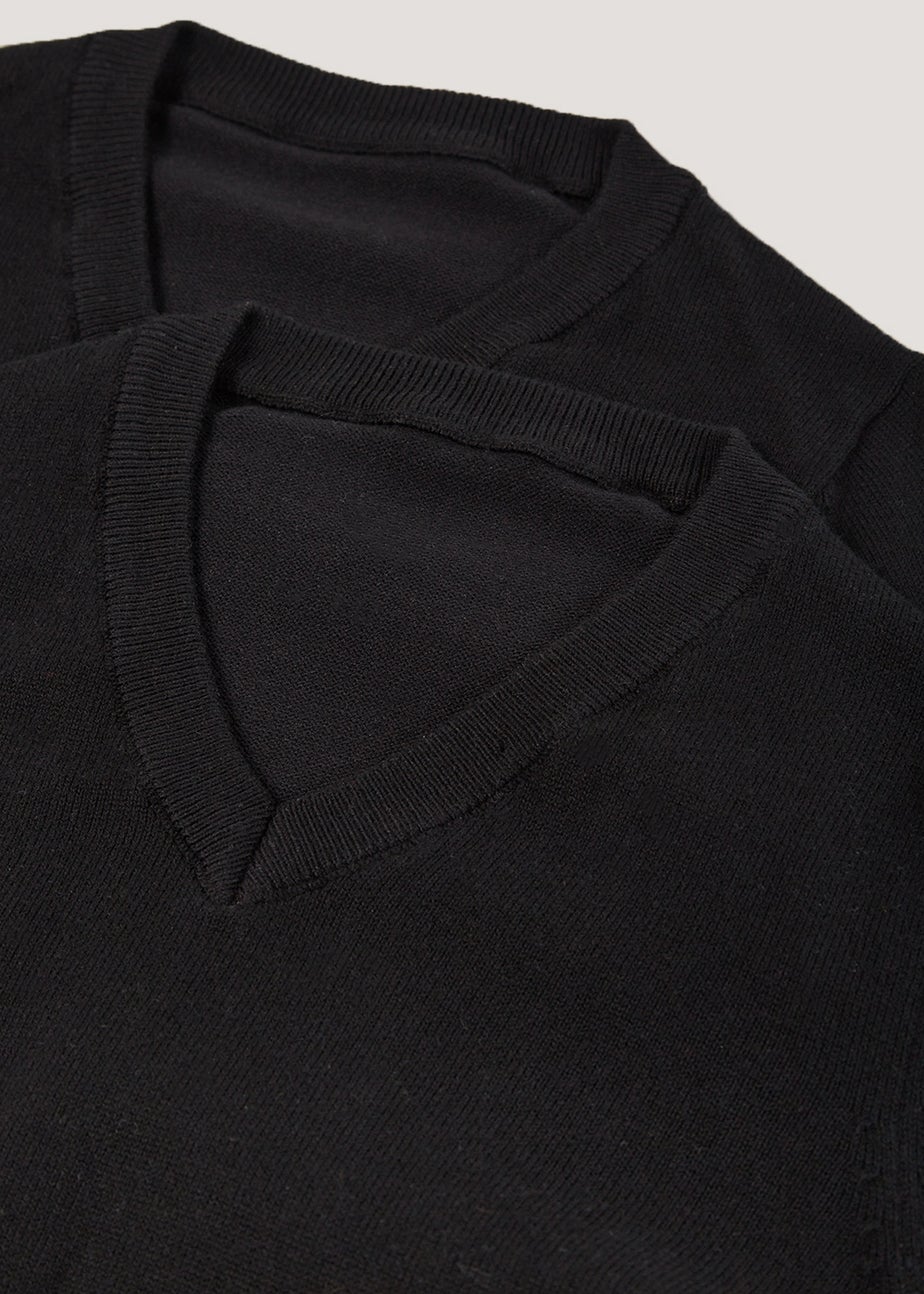 Kids 2 Pack Black V-Neck School Jumpers (3-13yrs)