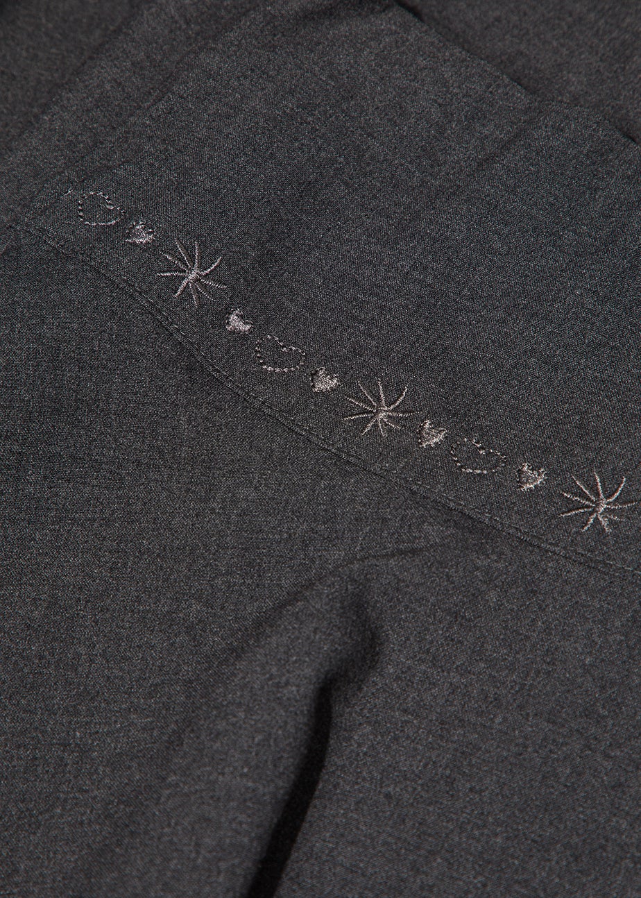 Girls 2 Pack Grey Embroidered School Skirts (4-13yrs)