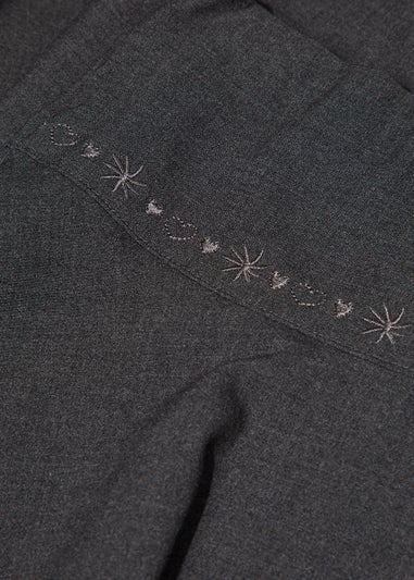 Girls 2 Pack Grey Embroidered School Skirts (4-13yrs)