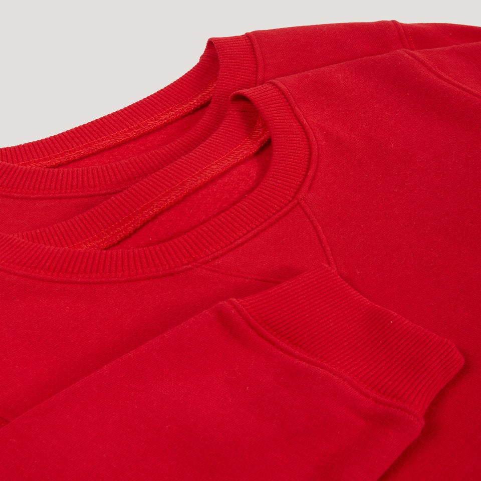 Kids 2 Pack Red Crew Neck School Sweatshirts (3-13yrs)