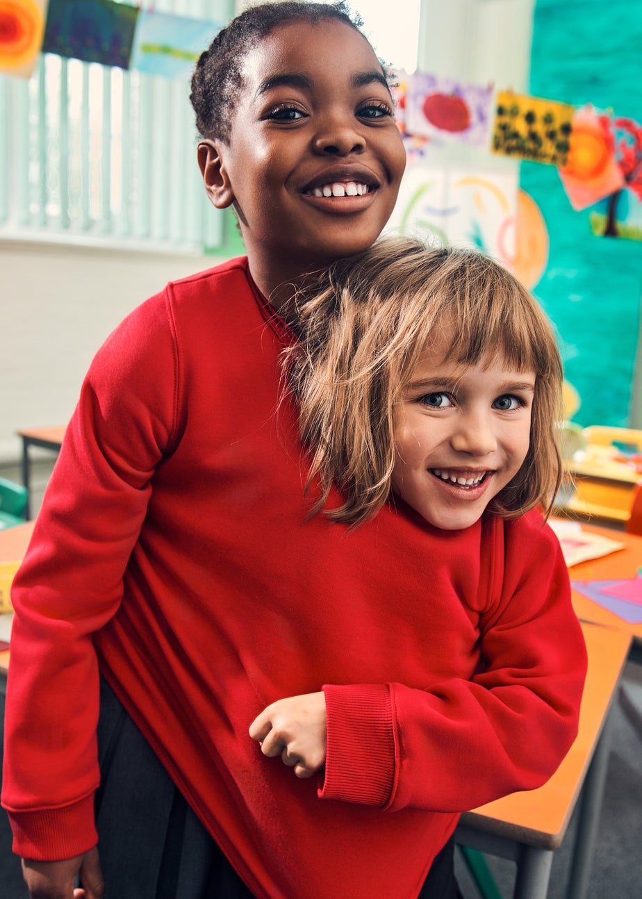 Kids 2 Pack Red Crew Neck School Sweatshirts (3-13yrs)