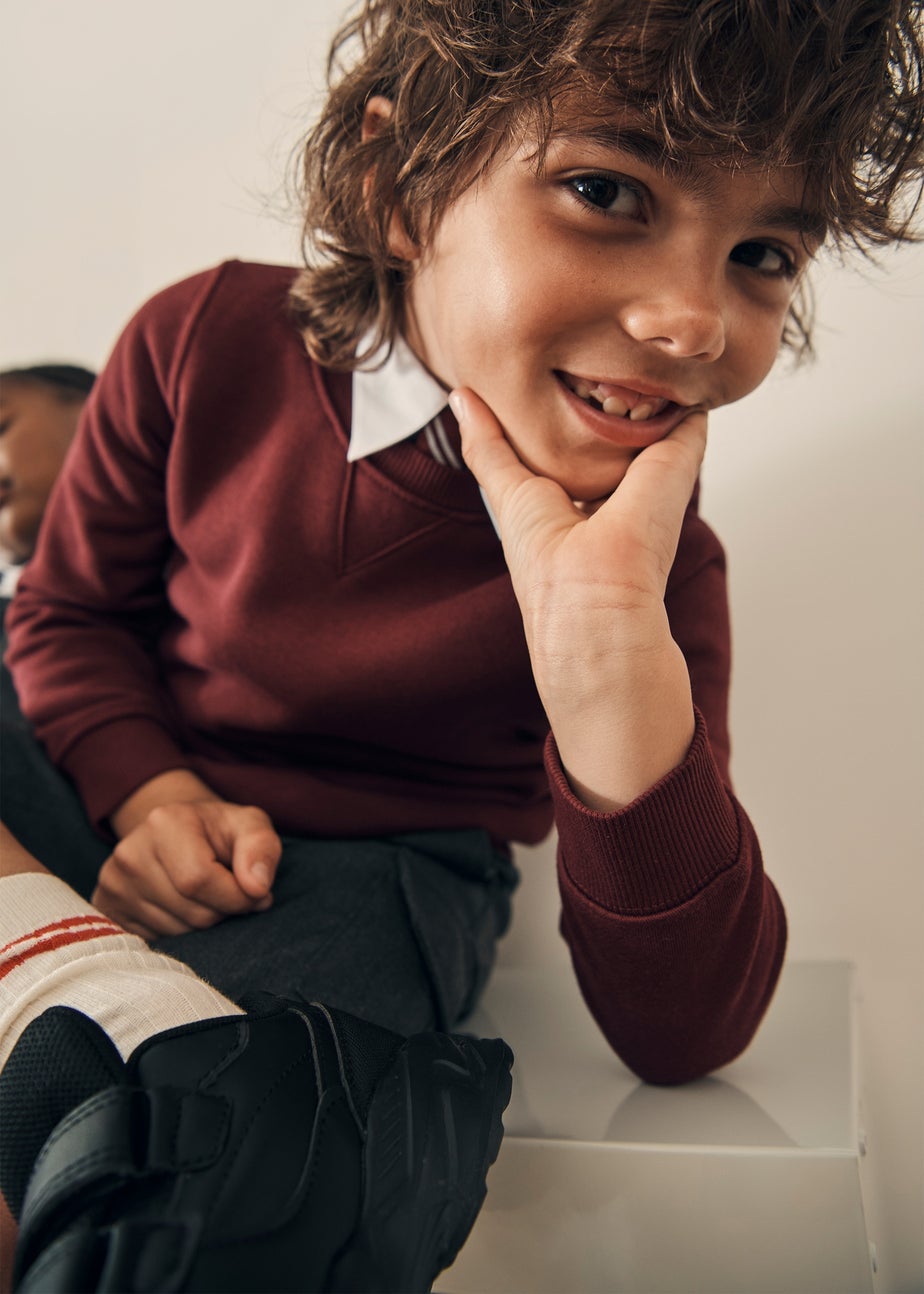 Kids 2 Pack Burgundy Crew Neck School Sweatshirts (3-13yrs)