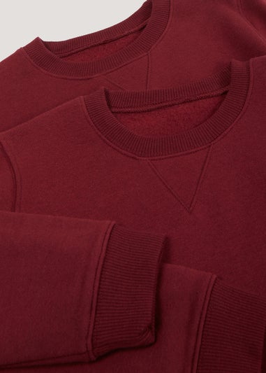 Kids 2 Pack Burgundy Crew Neck School Sweatshirts (3-13yrs)