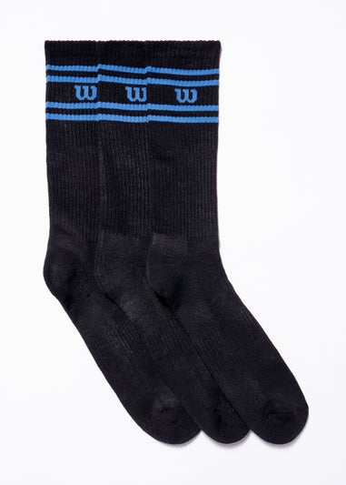 3 Pack Black Wilson Sports Socks