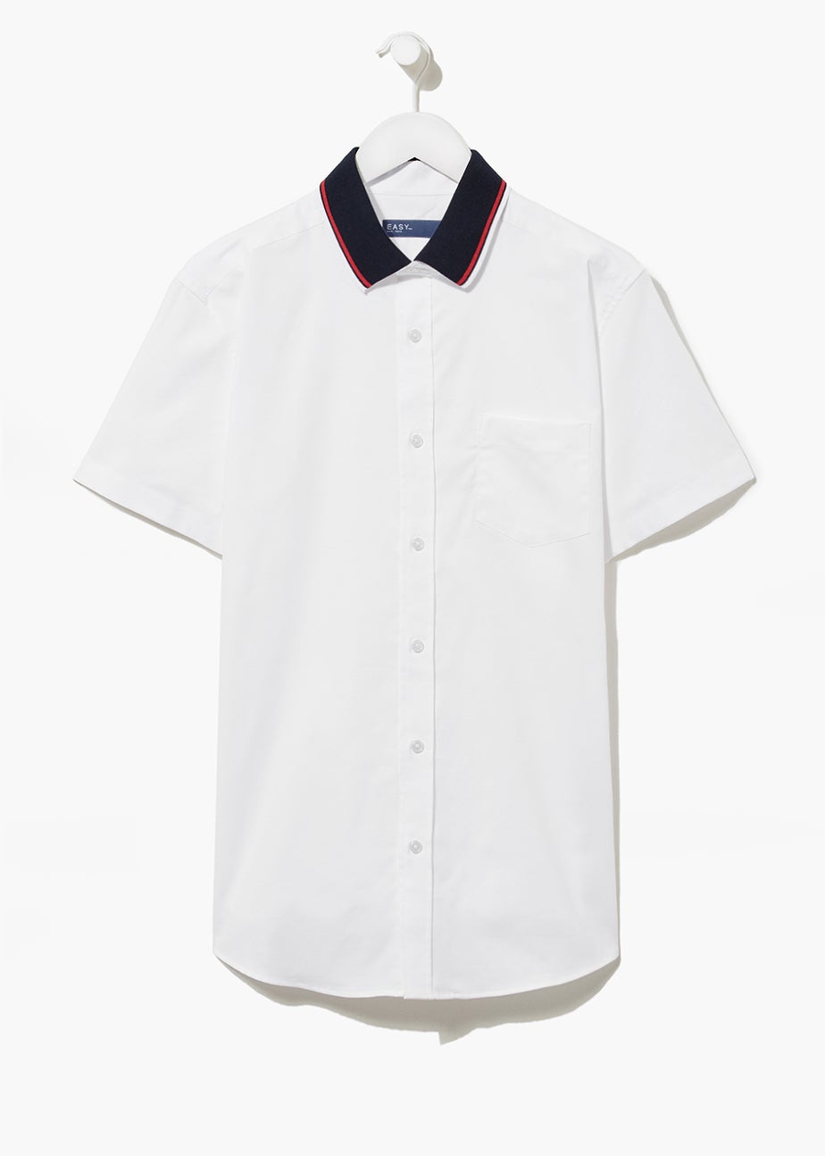 White Oxford Knitted Collar Shirt