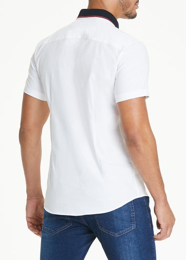 White Oxford Knitted Collar Shirt