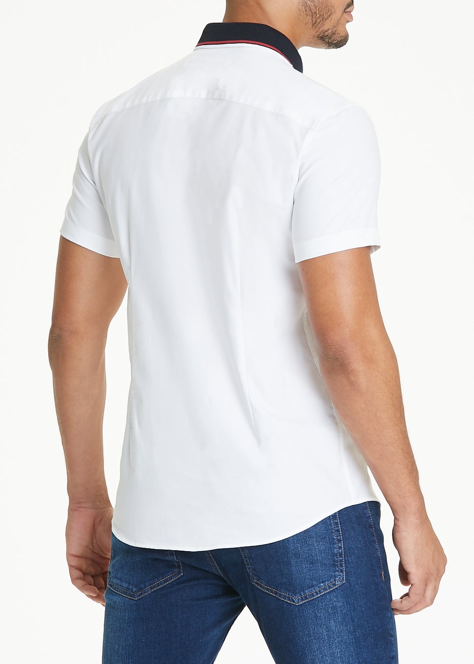 White Oxford Knitted Collar Shirt