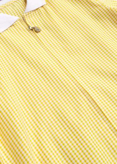 Girls Yellow Generous Fit Knitted Collar Gingham School Dress (3-14yrs)